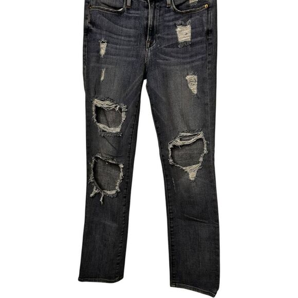 Paige Le High Straight Leg Jeans Size 25 Distressed Light Wash Destroyed - Picture 3 of 10